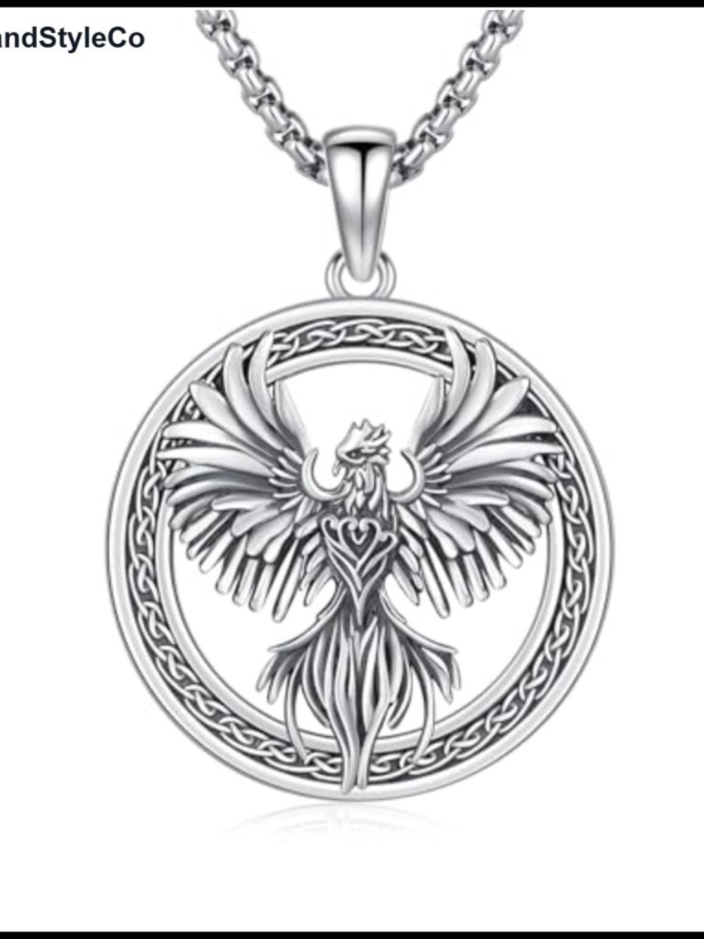 Phoenix Necklace Celtic Knot Pendant Silver Plated Adjustable Chain